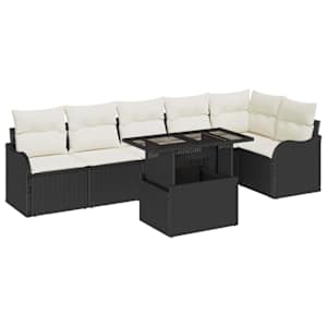Set pohovek s polštářem 7 pcs Černá Poly ratan - obrázek 2