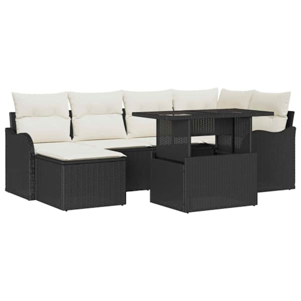 vidaXL Aia Diivanikomplekt 7 tk Must Pol&uuml;rooster