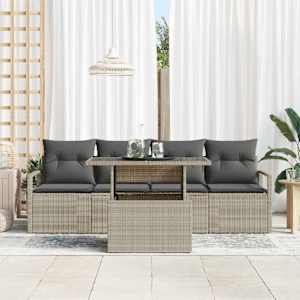 Vrtna sedežna garnitura s shranjevanjem 5 pcs Svetlo poli ratan - slika 3