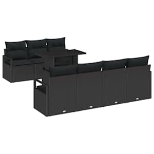 Sada zahradních pohovek s úložištěm 8 pcs Černá polyratan - obrázek 2