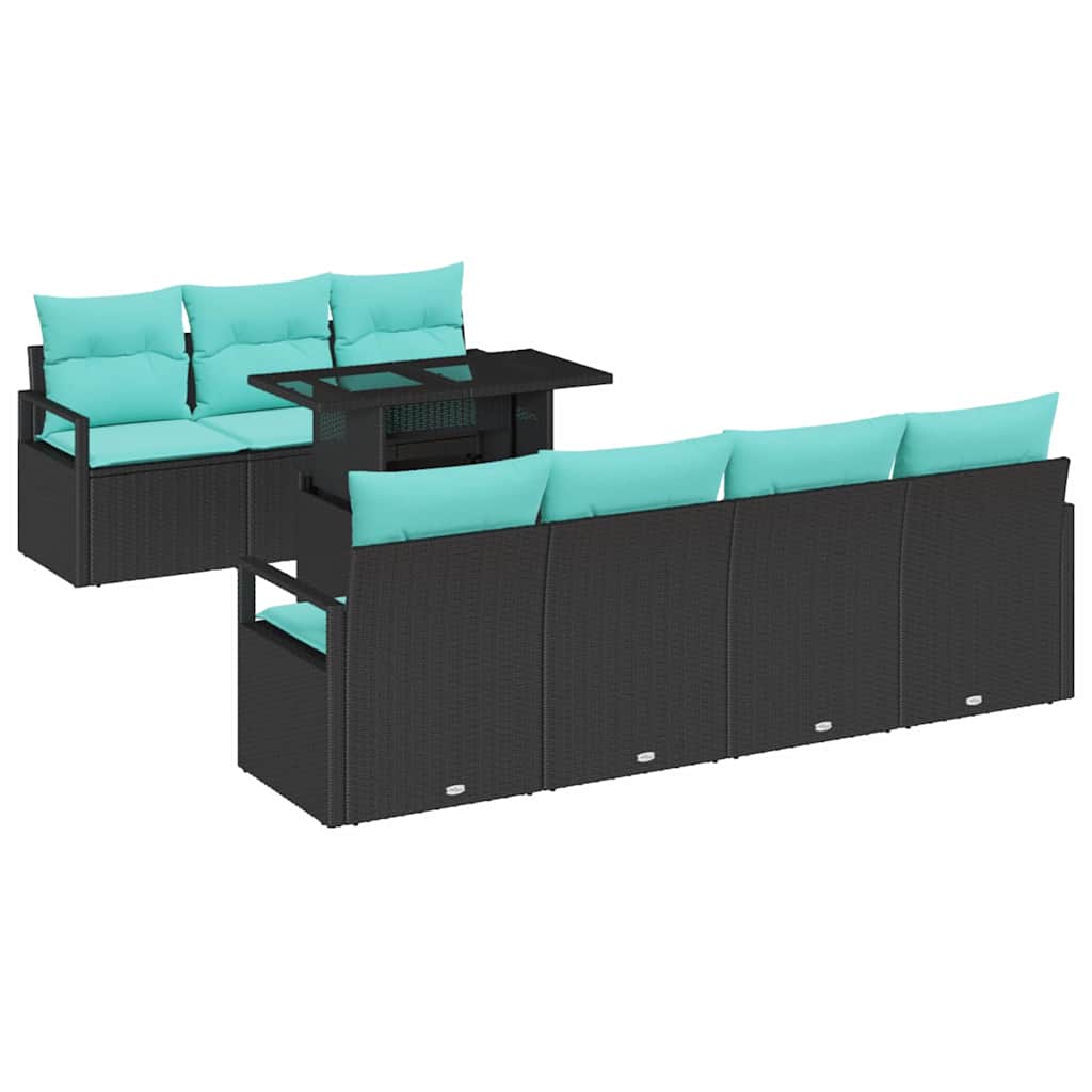 Image of vidaXL Garden Sofa Set Manual 8 pcs Black and blue 100 x 55 x 73 cm