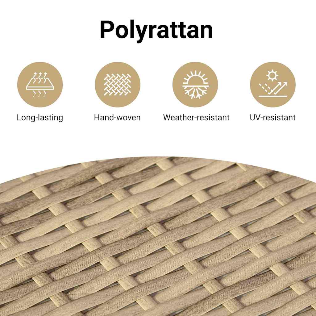 Tuin Sofa Set met kussen 9 pcs Beige en Crème poly rattan - Afbeelding 11