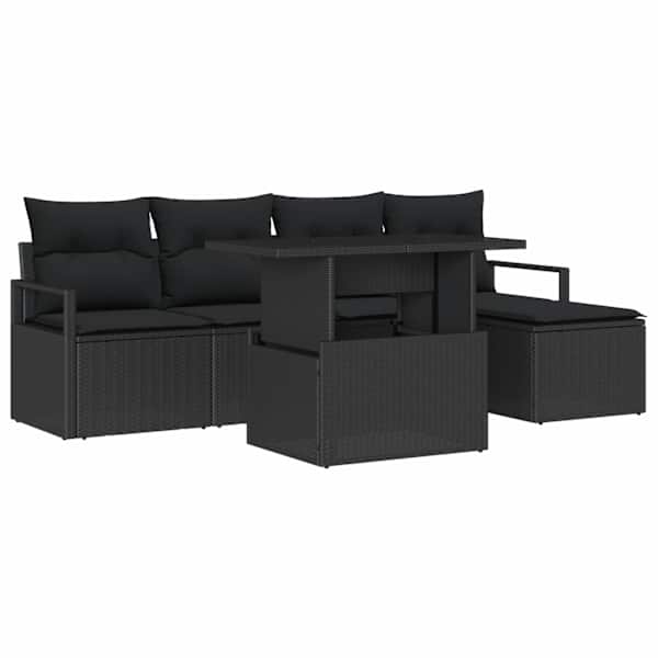 vidaXL Aia Diivanikomplekt 6 tk Must pol&uuml;rotang
