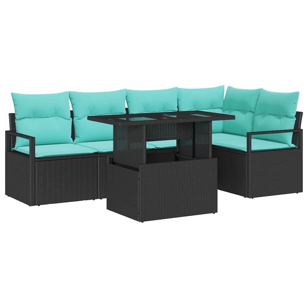 Image of vidaXL Garden Sofa Set 6 pcs Black and blue 100 x 55 x 73 cm
