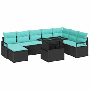 Sada zahradních pohovek s polštářem 9 pcs Černo-modrá - obrázek 2