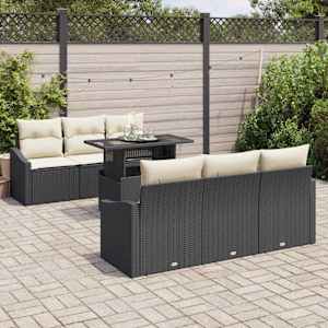 Sada zahradních pohovek 7 pcs Černá a krémová 100 x 55 x 73 cm - obrázek 3