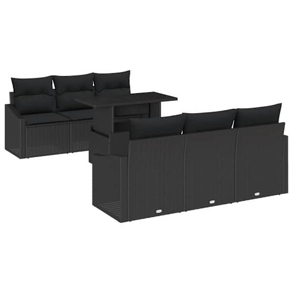 vidaXL Aia Diivanikomplekt 7 tk Must pol&uuml;rotang