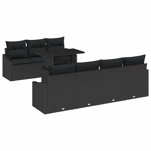 vidaXL Aia Diivanikomplekt 8 tk Must pol&uuml;rotang