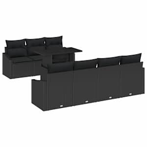 Sada zahradních pohovek s polštářem 8 pcs Černá polyratan - obrázek 2