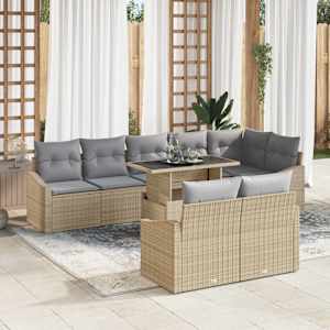 Vrtna sedežna garnitura 9 pcs Bež in svetlo siva poli ratan