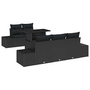 vidaXL Diivanikomplekt 6 tk Must pol&uuml;rotang