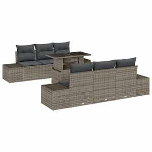 Set pohovek s polštářem 7 pcs Šedá polyratan - obrázek 2