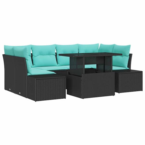 vidaXL Diivanikomplekt 7 tk 6-Istekohtade arv Must ja Sinine