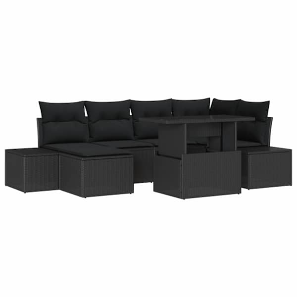 vidaXL Aia Diivanikomplekt 7 tk Must pol&uuml;rotang
