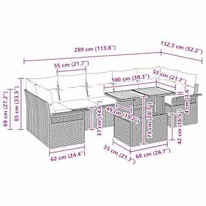 Sada zahradních pohovek s polštářem 8 pcs béžová a krémová - obrázek 11