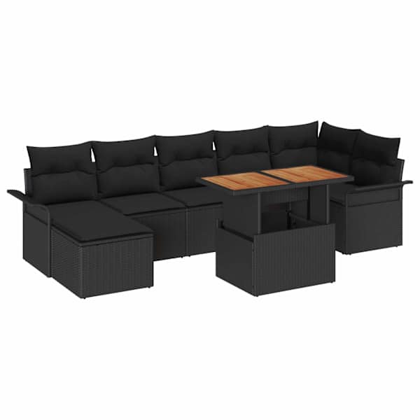 vidaXL Aia Diivanikomplekt 8 tk Must pol&uuml;rotang
