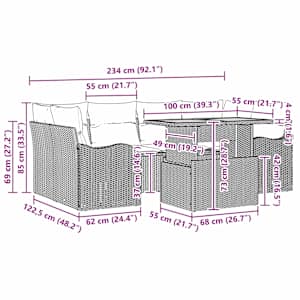 Sada zahradních pohovek s polštářem 7 pcs béžová a krémová - obrázek 11