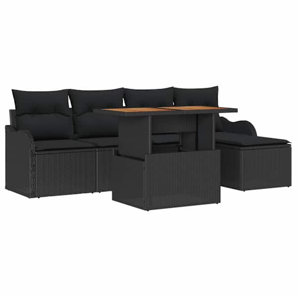 vidaXL Aia Diivanikomplekt 6 tk Must pol&uuml;rotang