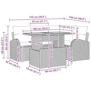 Vrtna sedežna garnitura z blazino 5 pcs bež in svetlo siva - slika 11