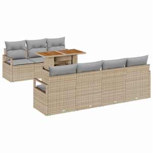Sada zahradních pohovek s polštářem 8 pcs Beige a šedá - obrázek 2