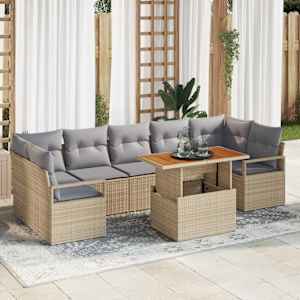 Sada zahradních pohovek s polštářem 8 pcs Beige a šedá - obrázek 1