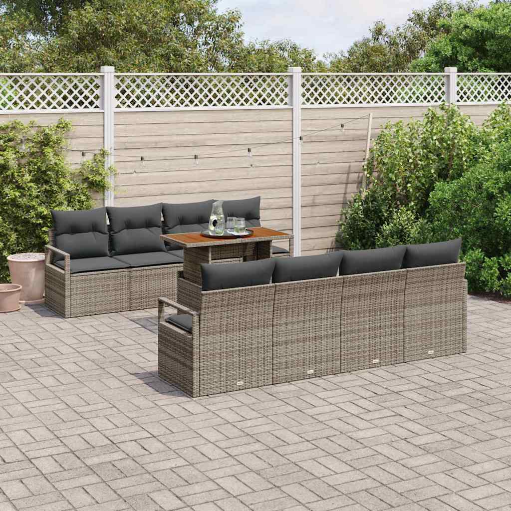 vidaXL Tuin Sofa Set met kussen 9 pcs Grijs, Bruin 100 x 55 x 73 cm