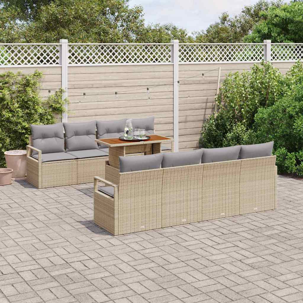 vidaXL Tuin Sofa Set met kussen 9 pcs Beige, Grijs 100 x 55 x 73 cm
