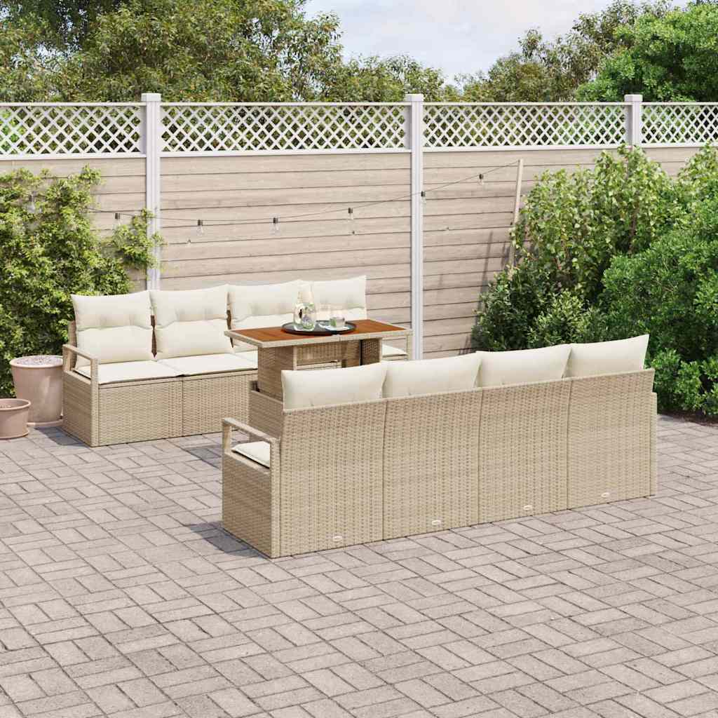 vidaXL Tuin Sofa Set met kussen 9 pcs Beige, Crème 100 x 55 x 73 cm