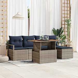 Komplet za jedilnico v vrtu 6 pcs Siva in mornarsko modra