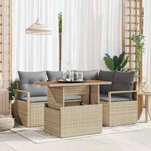 Zahradní jídelní souprava s polštářem 5 pcs Beige a šedá - obrázek 1