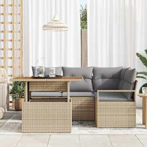 Zahradní jídelní souprava s polštářem 5 pcs Beige a šedá - obrázek 3