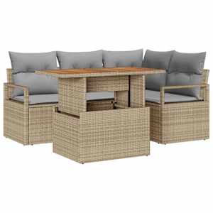 Zahradní jídelní souprava s polštářem 5 pcs Beige a šedá - obrázek 2