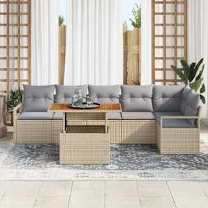 Zahradní jídelní souprava s polštářem 7 pcs Beige a šedá - obrázek 3