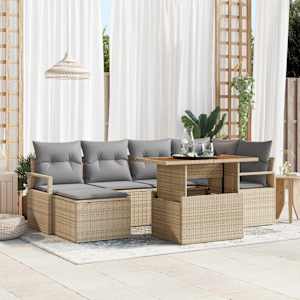 Zahradní jídelní souprava s polštářem 7 pcs Beige a šedá - obrázek 1