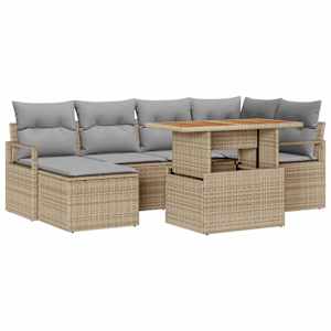 Zahradní jídelní souprava s polštářem 7 pcs Beige a šedá - obrázek 2