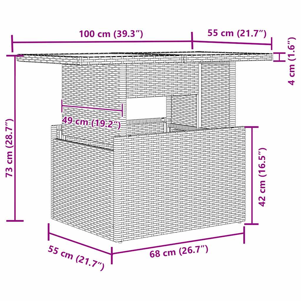 Komplet za jedilnico v vrtu z blazino 8 pcs Bež in siva - slika 13