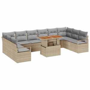 Sada zahradních pohovek s polštářem 11 pcs Beige a šedá - obrázek 2
