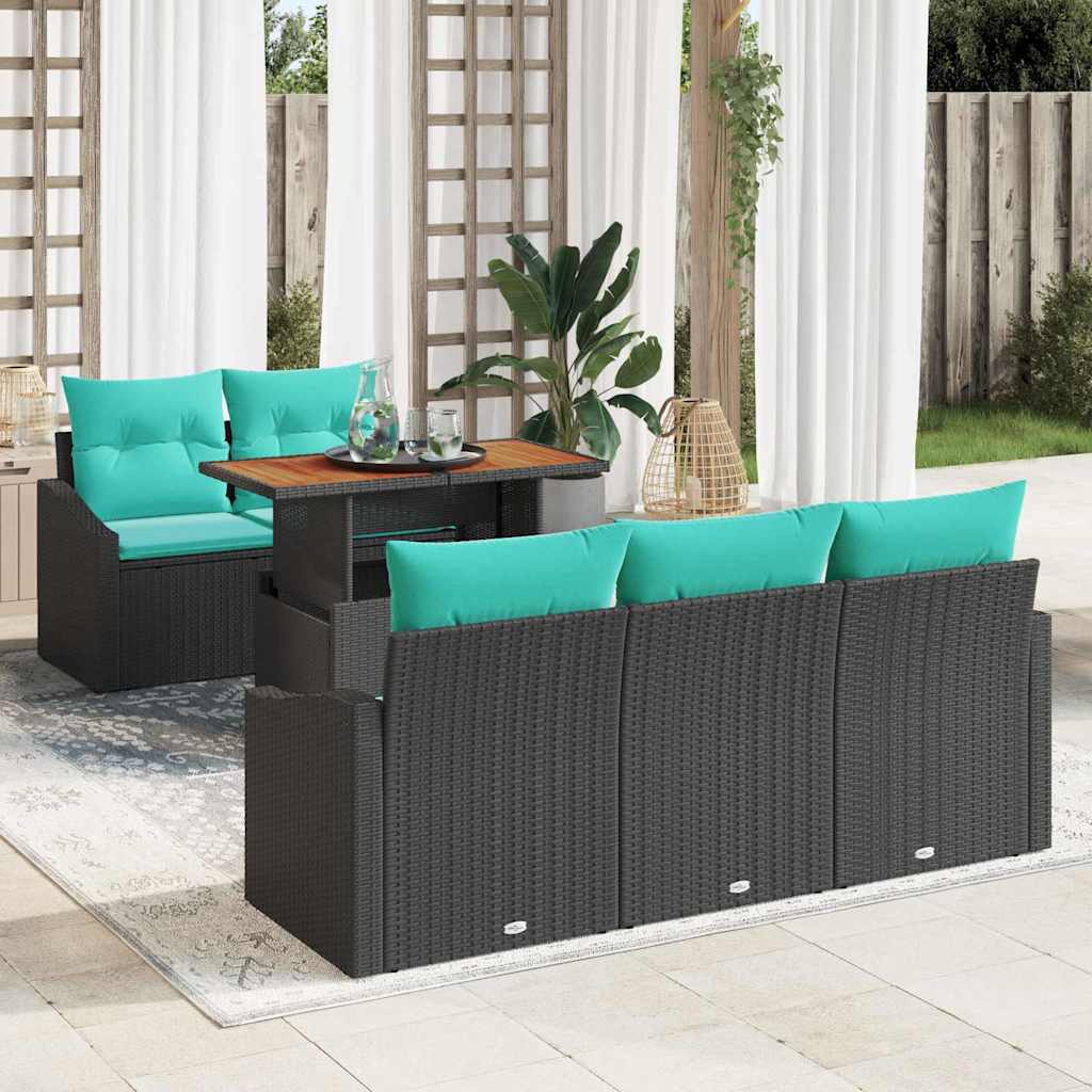 vidaXL Set de masă pentru grădină 6 pcs Negru și Albastru petrol