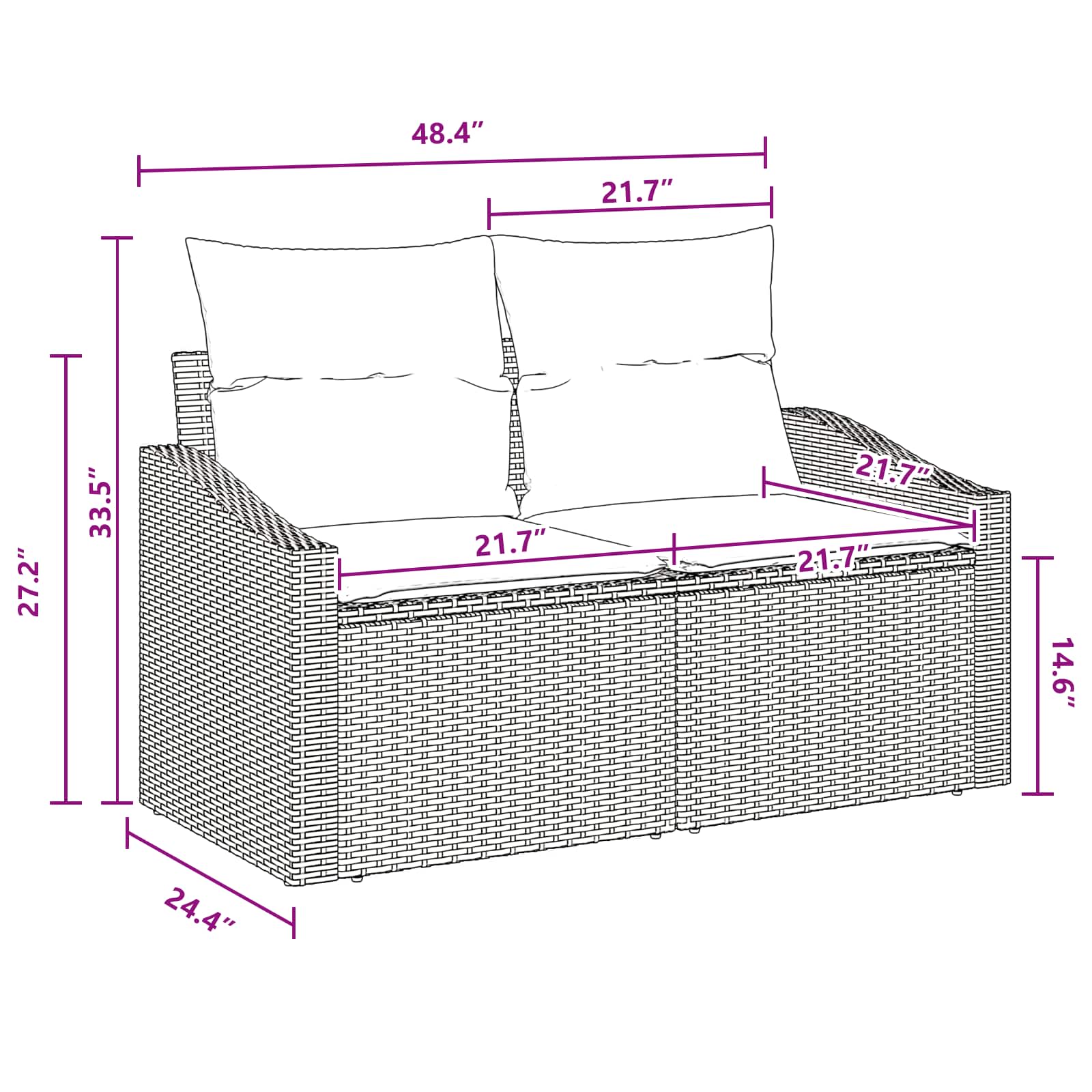 Tuin Sofa Set met kussen 9 pcs Zwart en Blauwgroen - Afbeelding 11