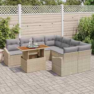 Zahradní jídelní souprava s polštářem 9 pcs Beige a šedá - obrázek 3