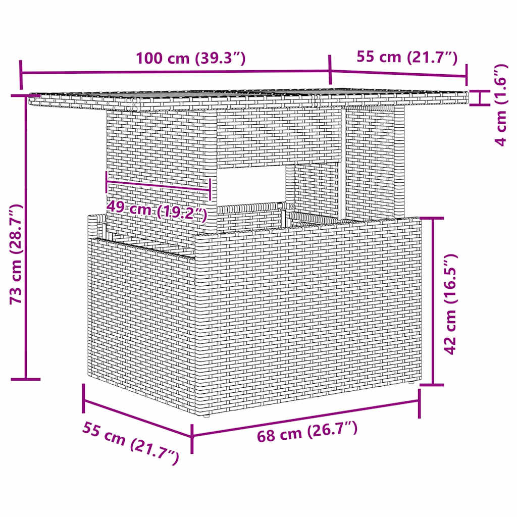 Komplet za jedilnico v vrtu Bež in siva 100 x 55 x 73 cm - slika 13
