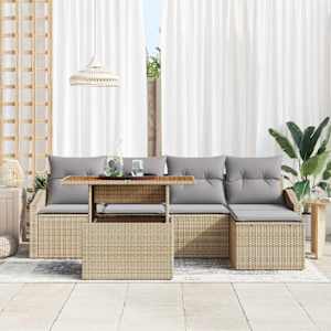 Zahradní jídelní souprava s polštářem 6 pcs Beige a šedá - obrázek 3