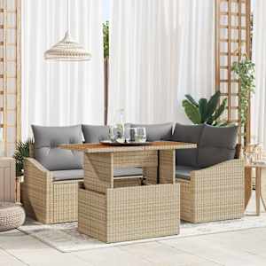 Zahradní jídelní souprava s polštářem 5 pcs Beige a šedá - obrázek 1