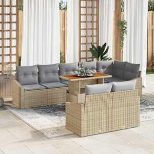 Vrtna sedežna garnitura z blazino z blazino 9 pcs Bež in siva