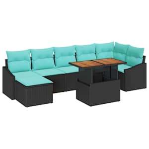 vidaXL Aia Diivanikomplekt 8 tk Must ja Teal