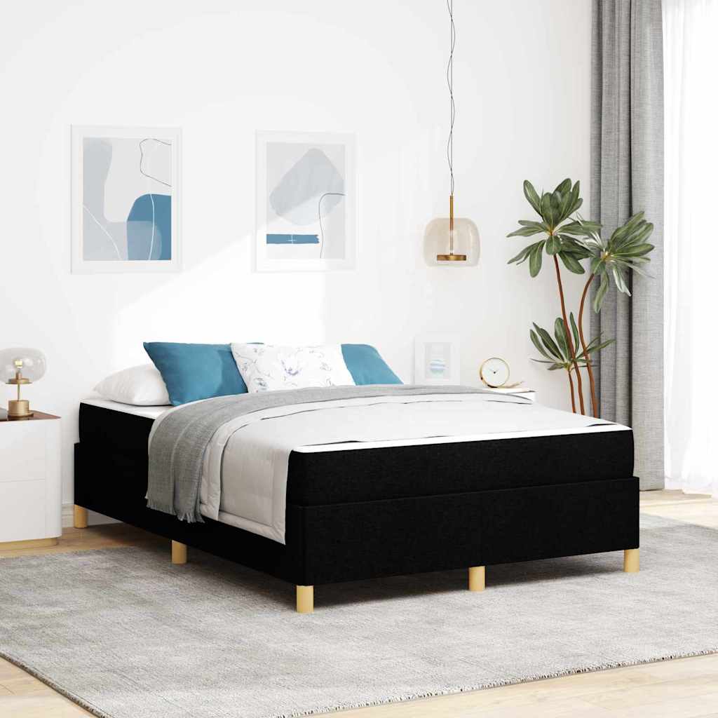 Box spring seng med madras Hvid og sort 140 x 190 cm Stof