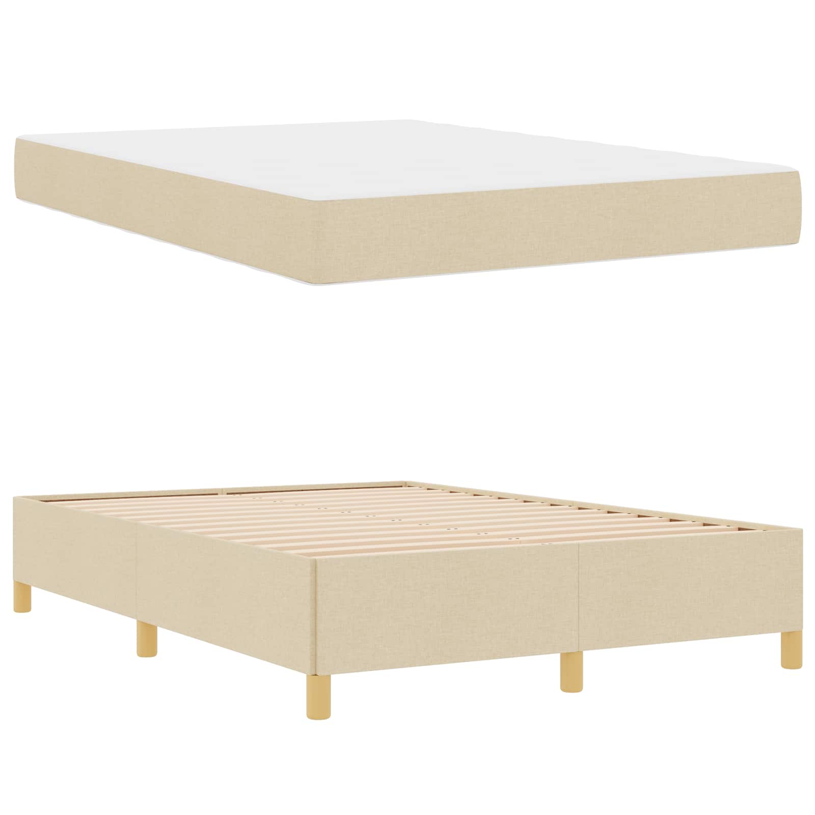 Konstrukcija postelje z vzmetnico krema 140 x 190 cm blago - slika 5
