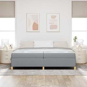 Rám postele s matrací Světle šedá 200 x 200 cm textil - obrázek 3