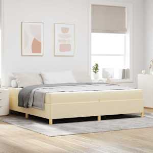 Rám postele s matrací Krémová 200 x 200 cm textil - obrázek 1