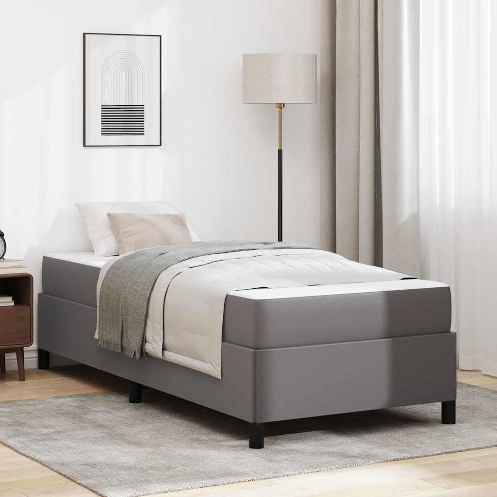 vidaXL Cadru de pat cu saltea Gri 80 x 200 cm Piele artificială